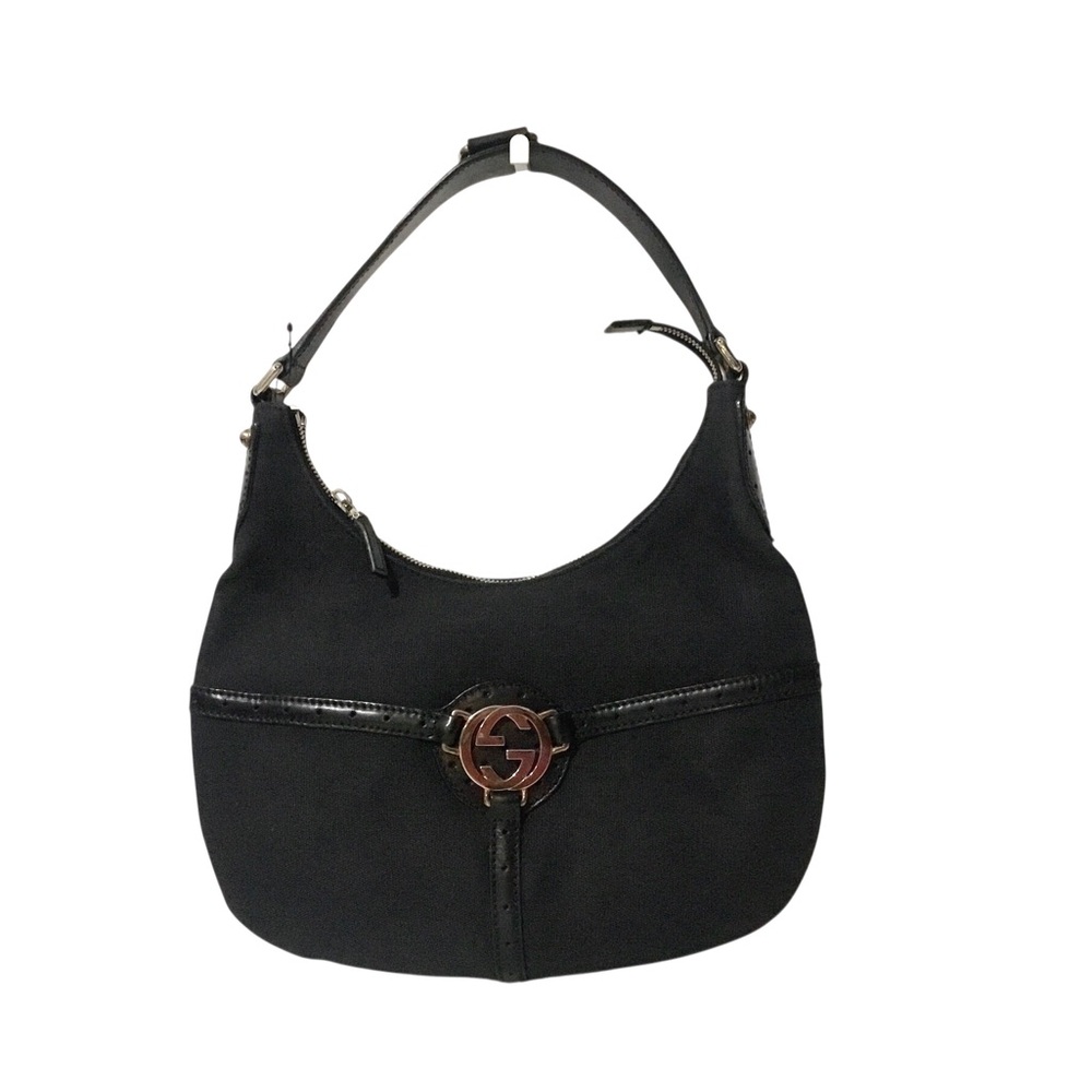 Authentic Gucci Black Small Canvas Hobo Bag